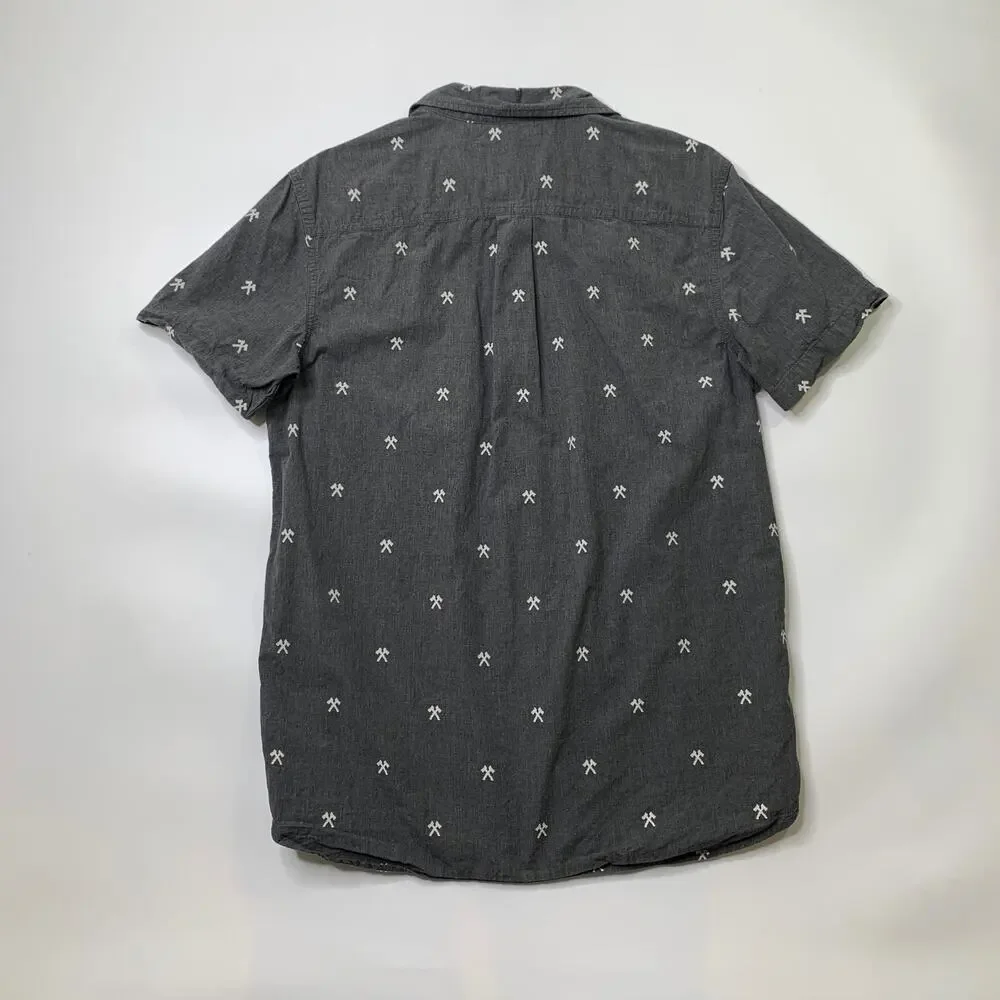 The North Face Shirt Mens M Medium Graphite White Baytrail Jacquard Crossed-Axe